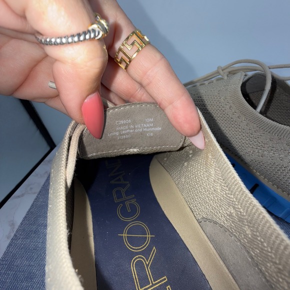 Cole Haan Zerogrand Stitchlight Wingtip Knit Oxford Shoes Lt Gray Blue Sole 10M - Picture 6 of 7